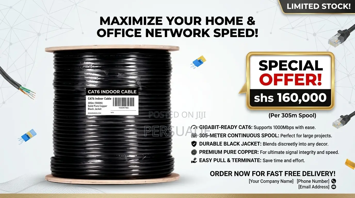 Indoor Cable Cat 6 Black Color 305 M