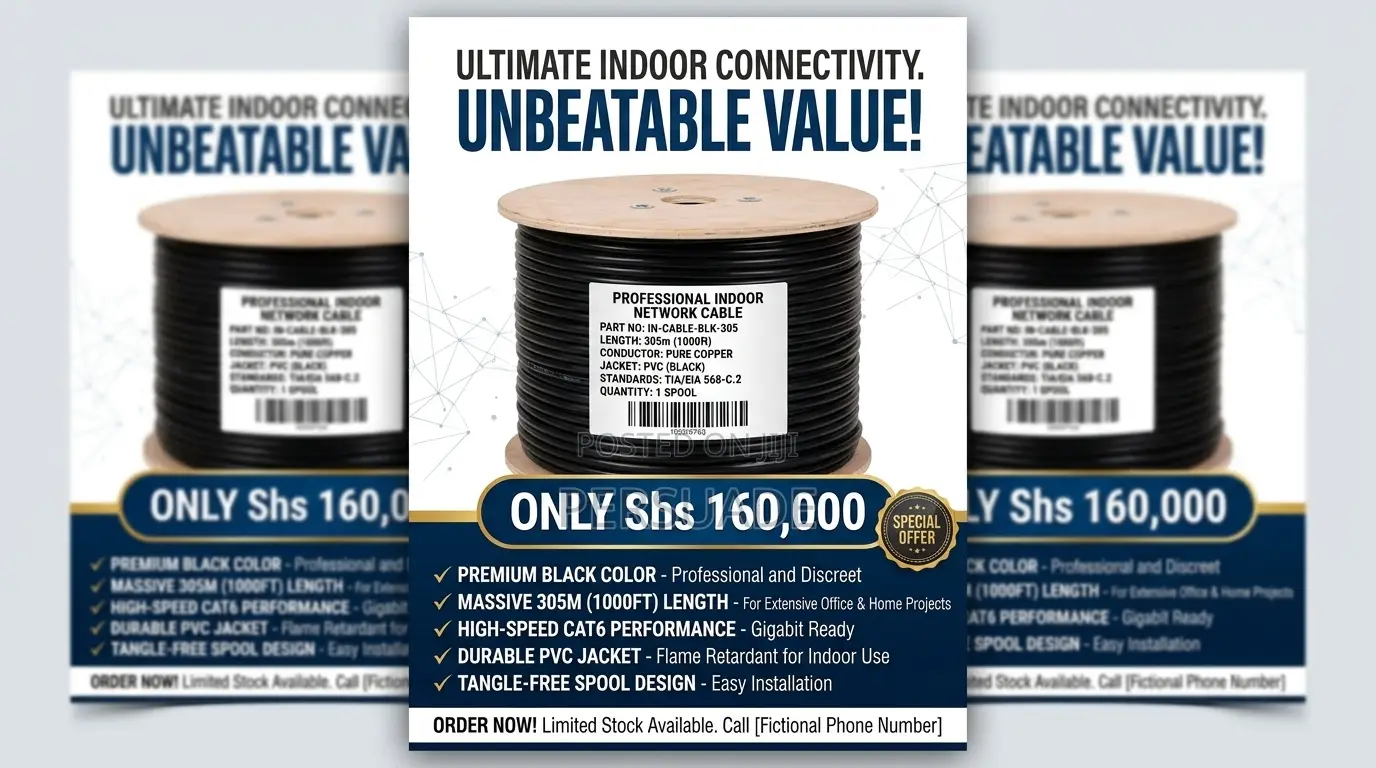 Indoor Cable Cat 6 Black Color 305 M