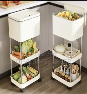 Kitchen Trash Can and Storage Rack