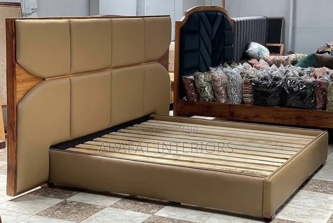This Stunning Beige Upholstered Bed
