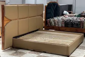 This Stunning Beige Upholstered Bed