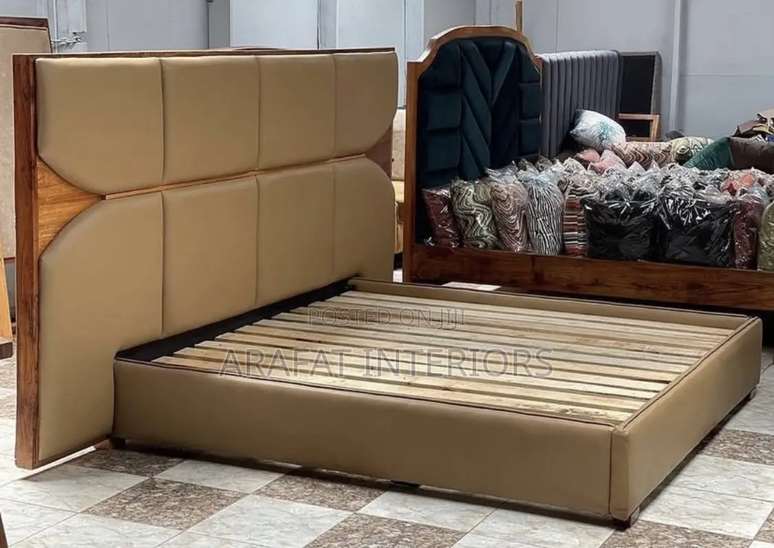 This Stunning Beige Upholstered Bed