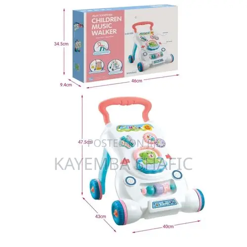 2-in-1 Children's Musical Activity Push Walker With Lights Sounds