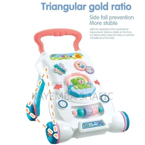 2-in-1 Children's Musical Activity Push Walker With Lights Sounds