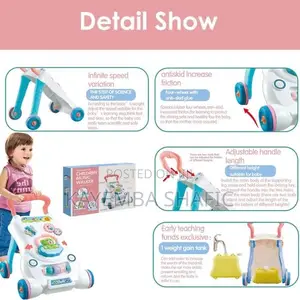 2-in-1 Children's Musical Activity Push Walker With Lights Sounds
