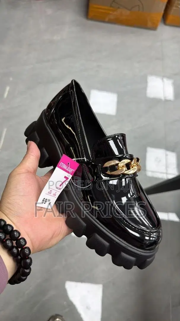 Women’S Shinny Loafers Black