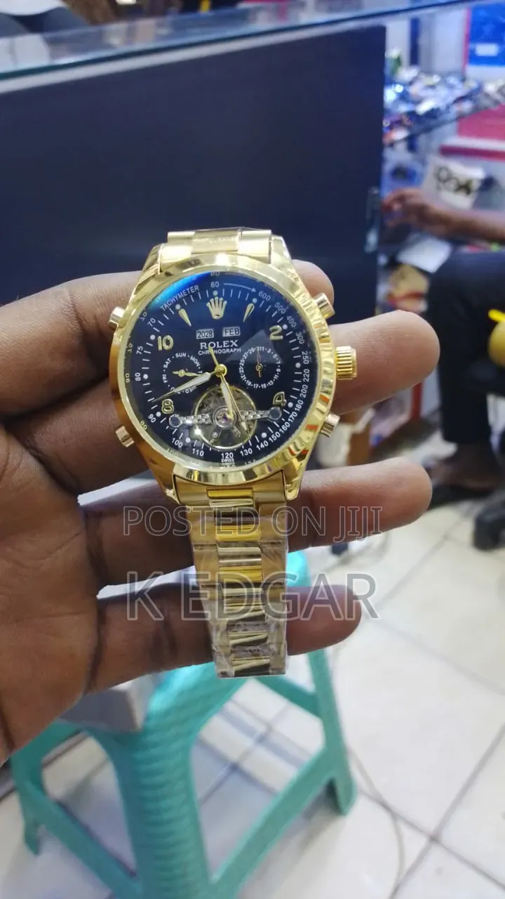 Golden Automatic Mechanical Rolex Chronographic Watch