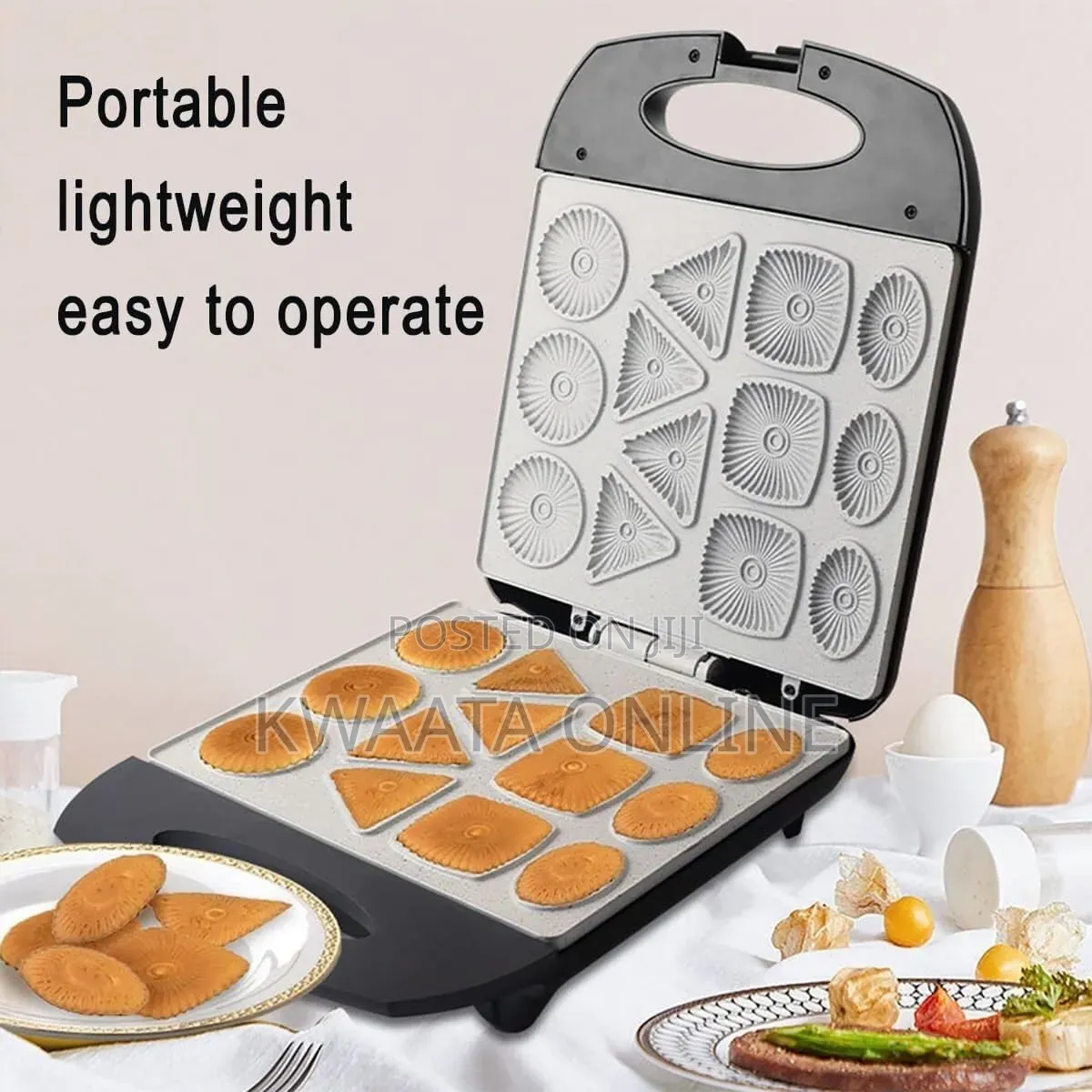 Cookies Maker, Mini Waffle Biscuit Maker, Make 4 Diff. Shaped Pancakes