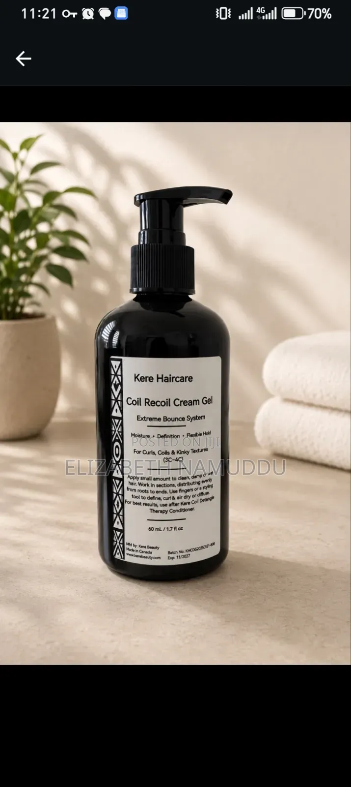 Kere Haircare. Coil Recoil Cream Gel