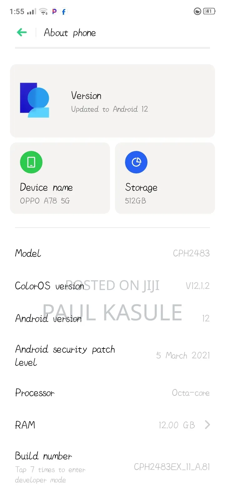 Oppo A78 5G 128 GB Black