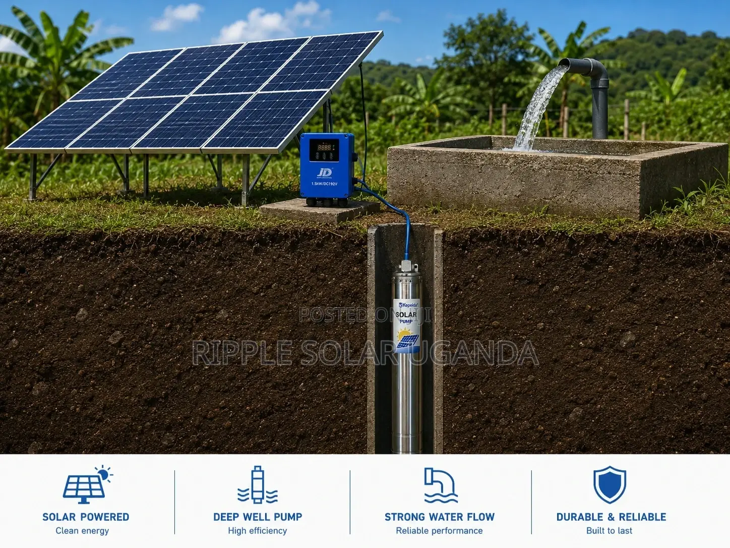 4000w Solar Borehole Water Pump 280m Head AC/Dc 12000l/H