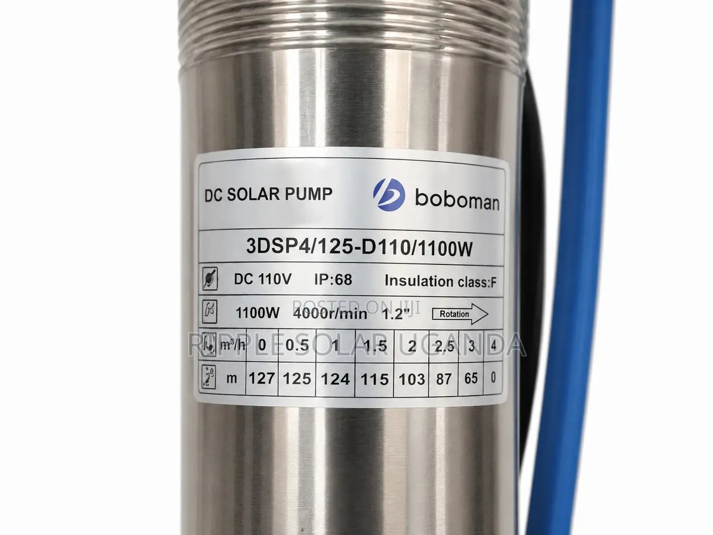 1100w Solar Borehole Water Pump 125m Head 4000l/H 110v