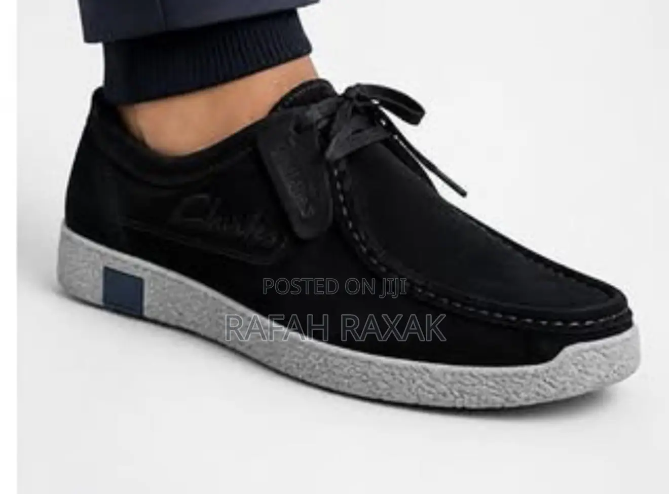 Men’S Black/Grey Clarks Wallabees Casual Boat Shoes