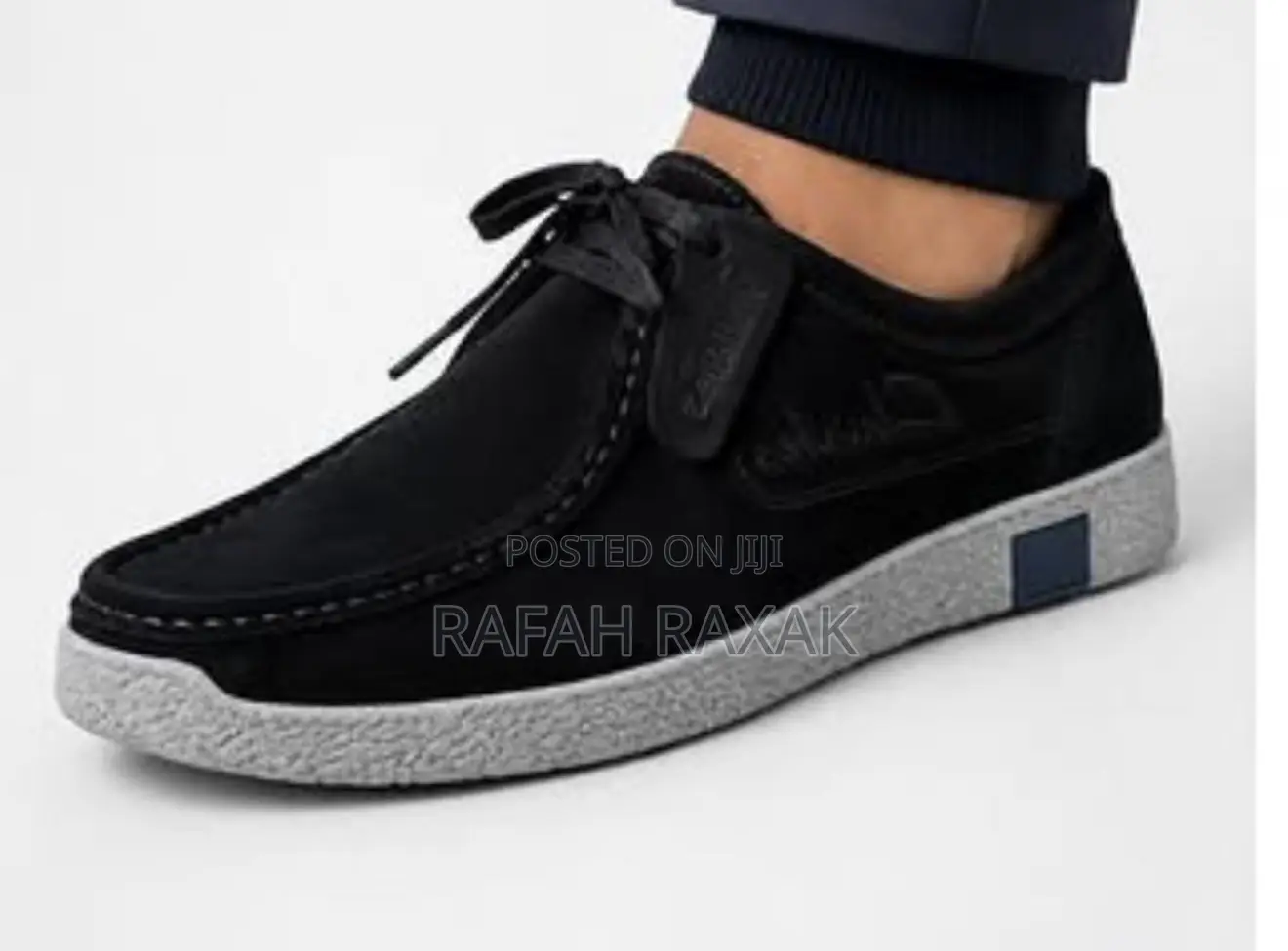 Men’S Black/Grey Clarks Wallabees Casual Boat Shoes