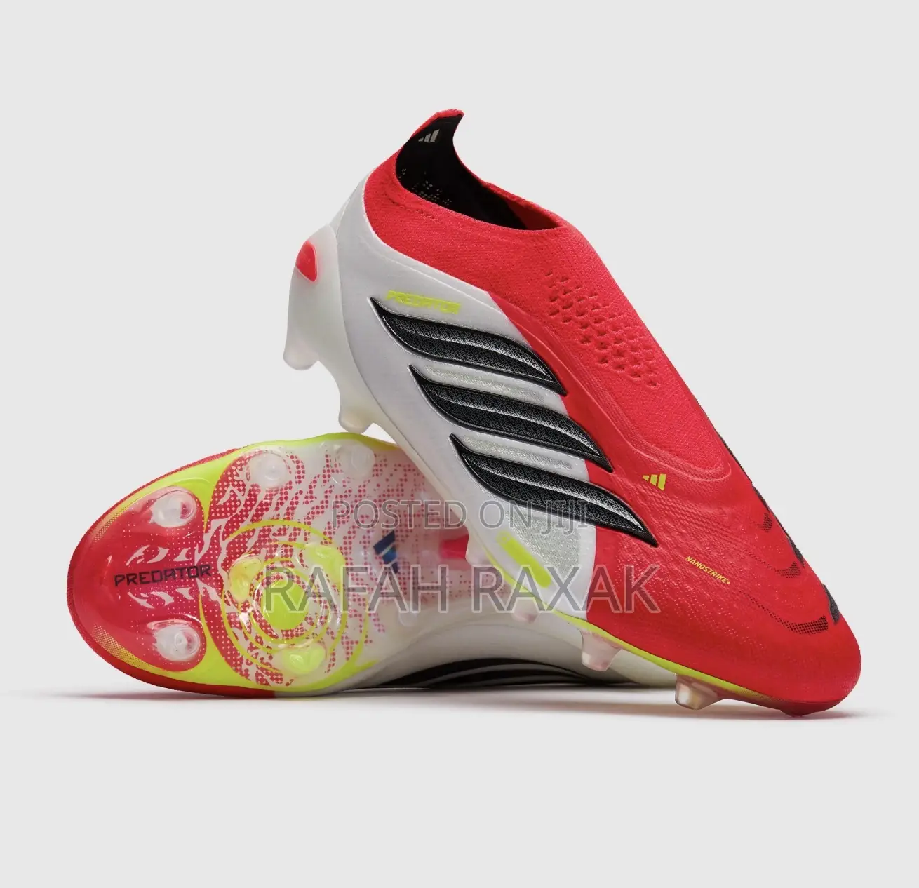 New Classic White/Red Adidas Predator Elite Laceless Fg Football Shoes
