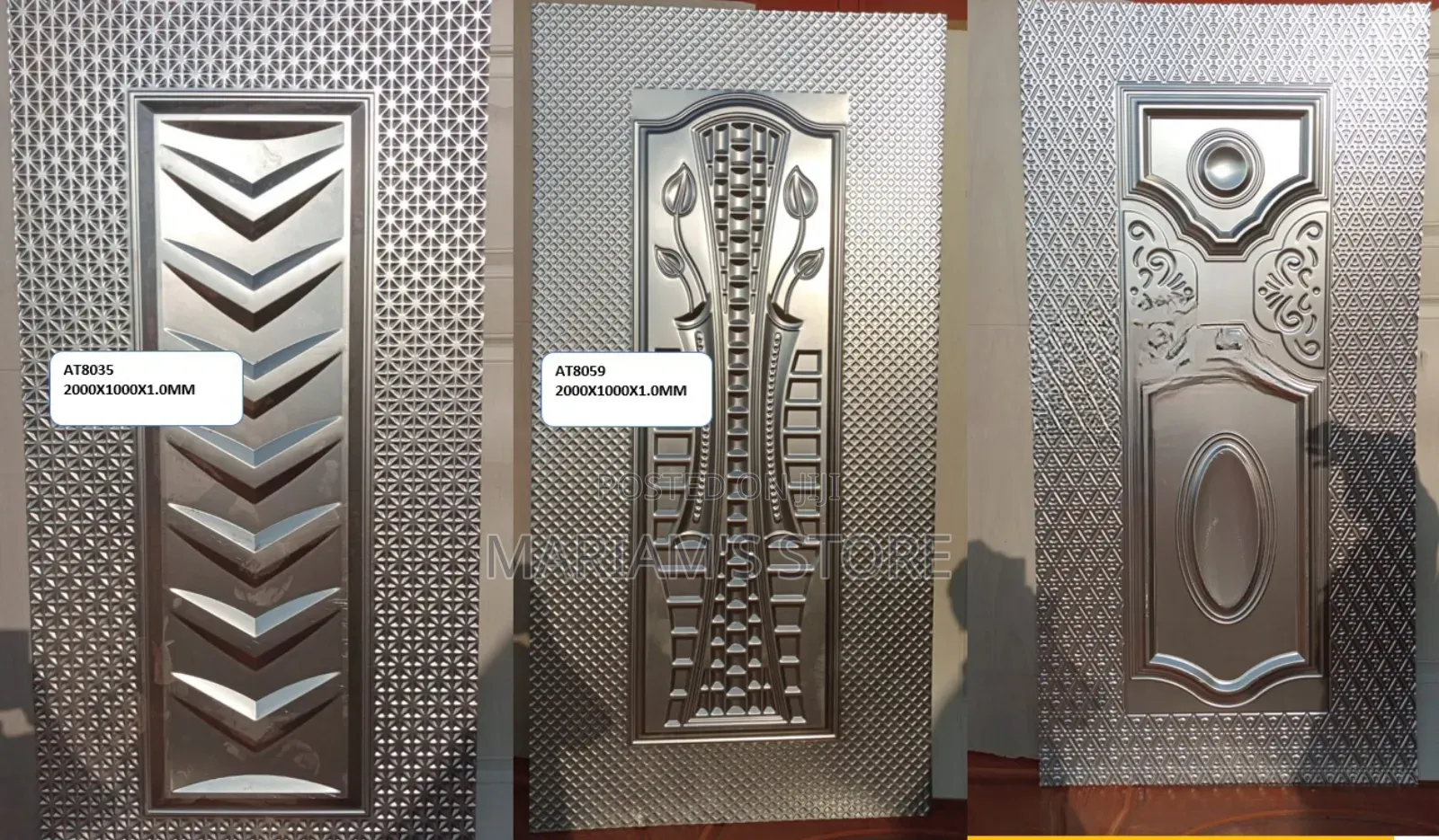 Embossed Stainless Steel Door Panel Measures 2000x1000x1.0mm