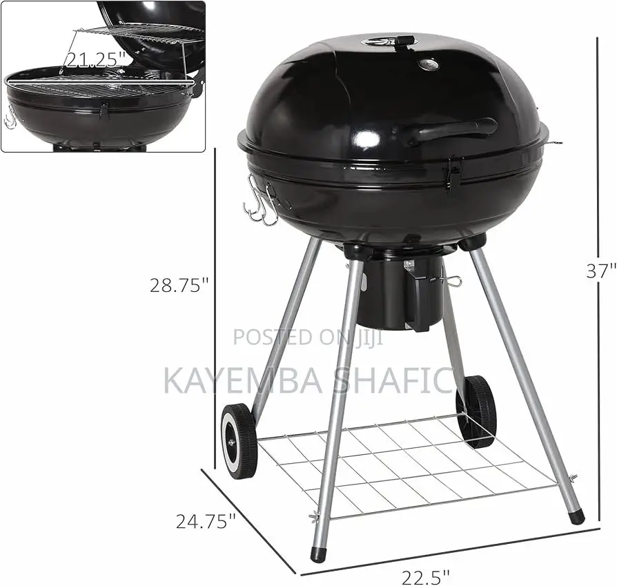 Danny Home Portable Kettle Charcoal Barbecue Grill With Wheels
