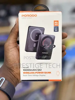 Porodo Qi2 Wireless Magsafe Power Bank 10000mah, Display, Ring Stand