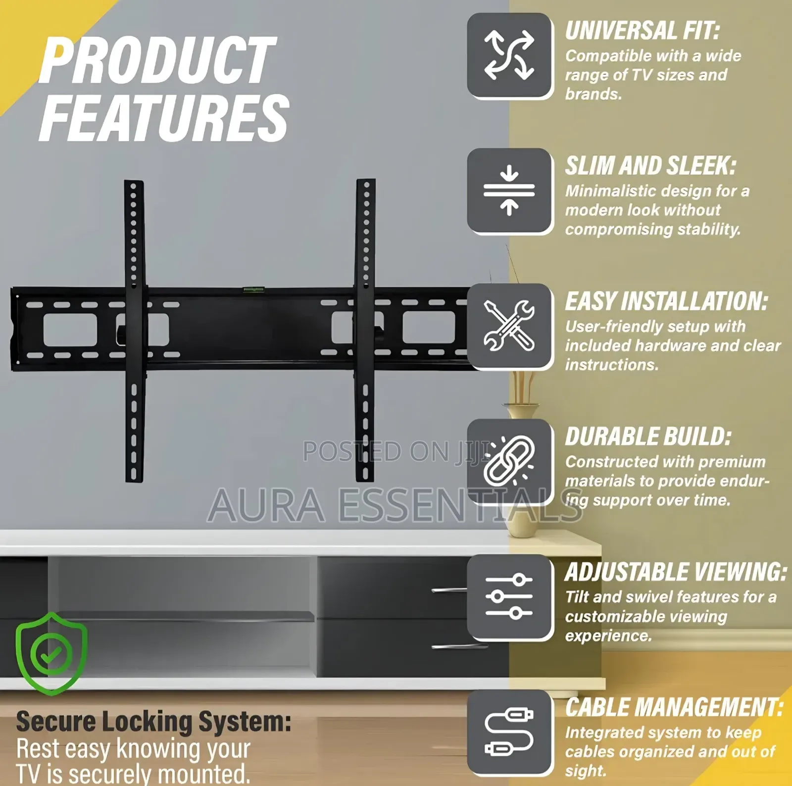 Rf-66t Tilted Wall Mounted Tv Stand 40" to 85"