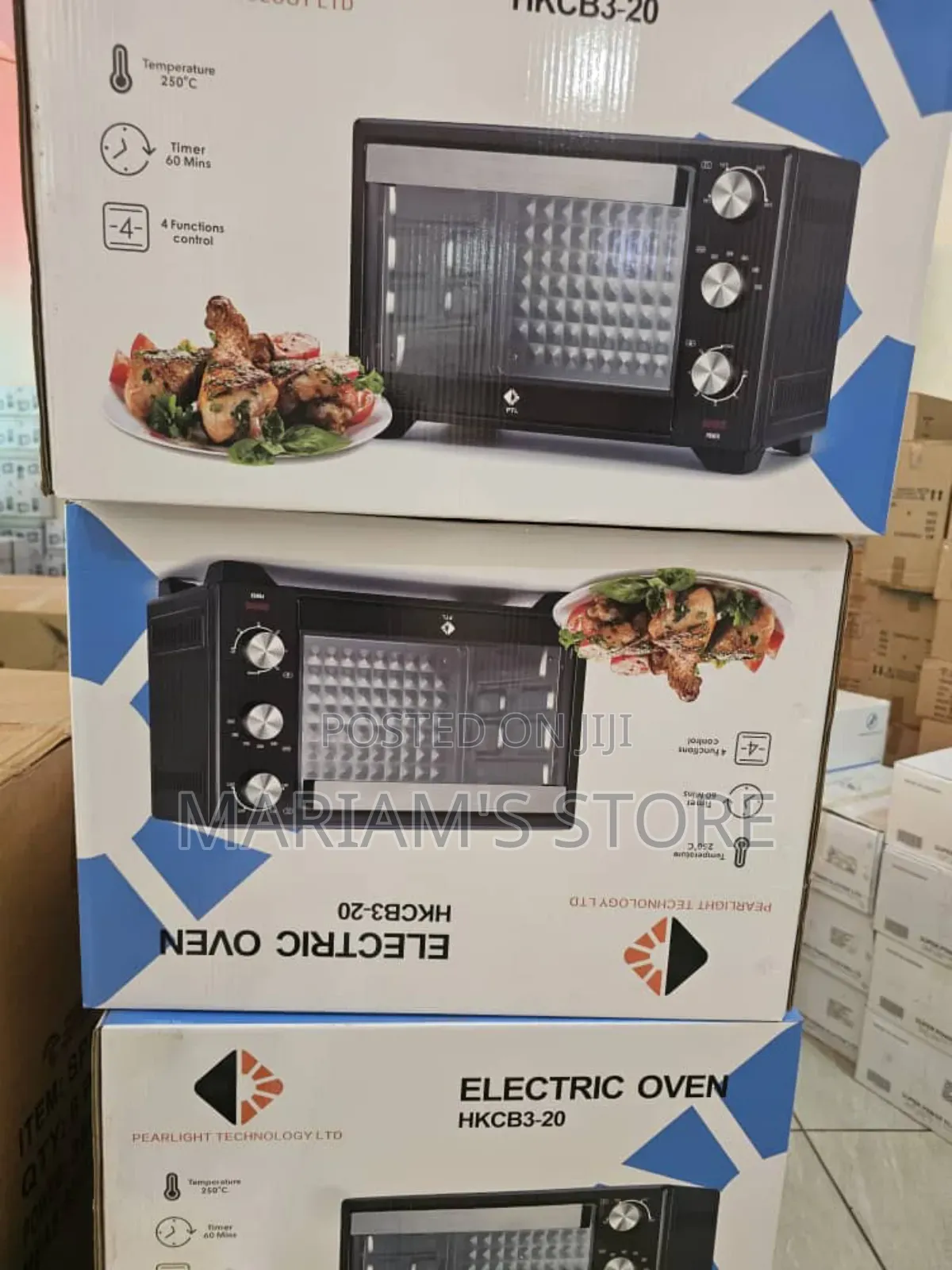 Pearllight 20-Litre Electric Oven in Black, With a 60-Minute Timer .