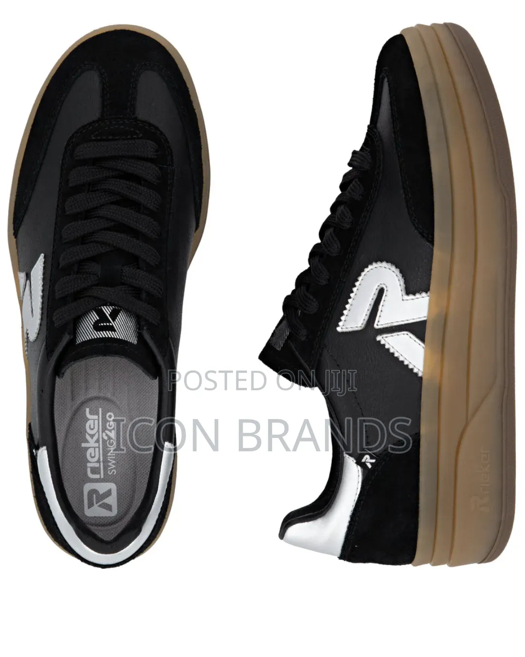 Rieker Womens Trainer W3700-00 Black/Silver