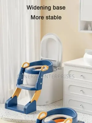 Blue and Yellow Foldable Children's Toilet Training Ladder Seat