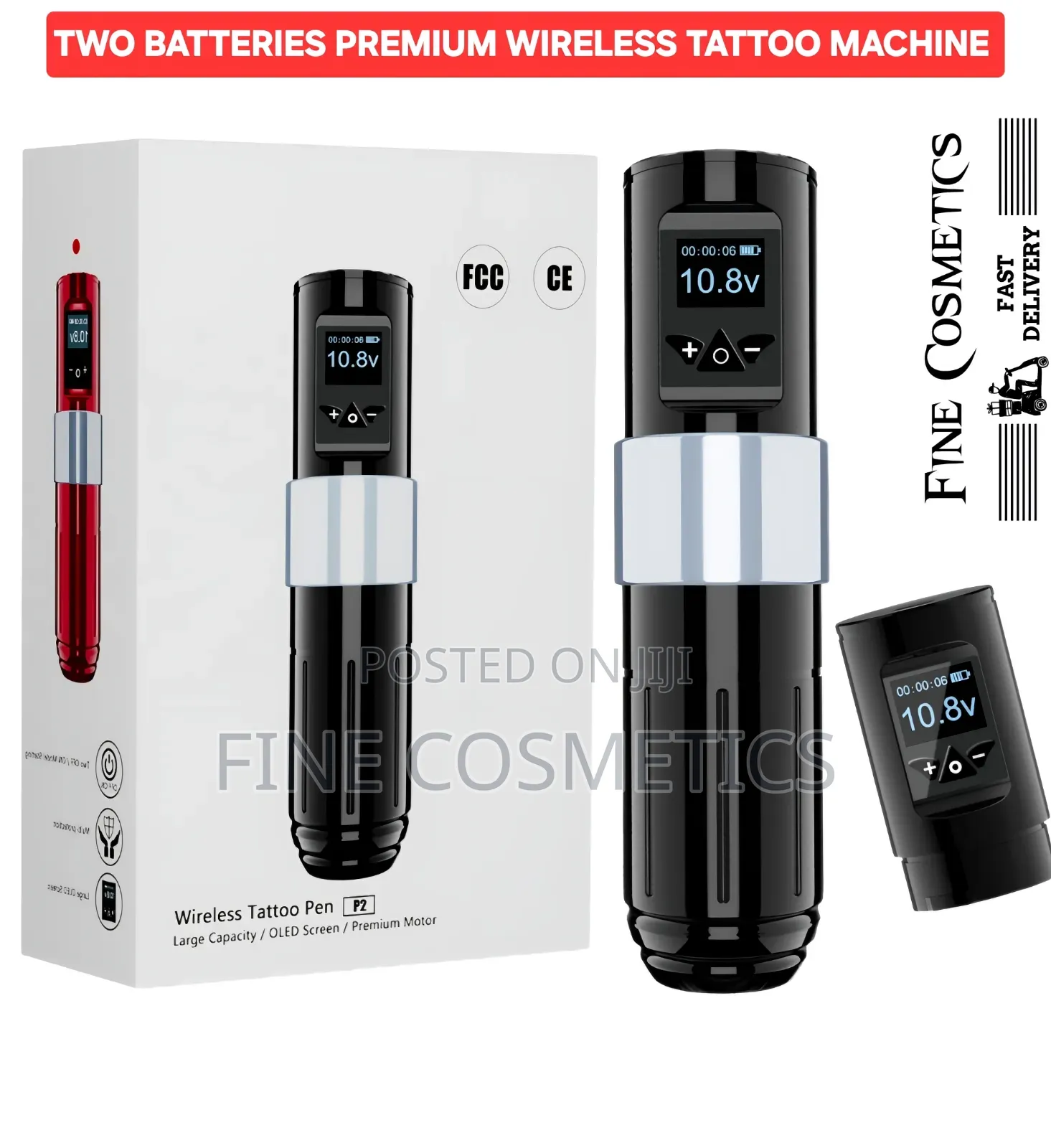 Two Batteries Premium Rechargeable Wireless Tattoo Machine Cordles Gun