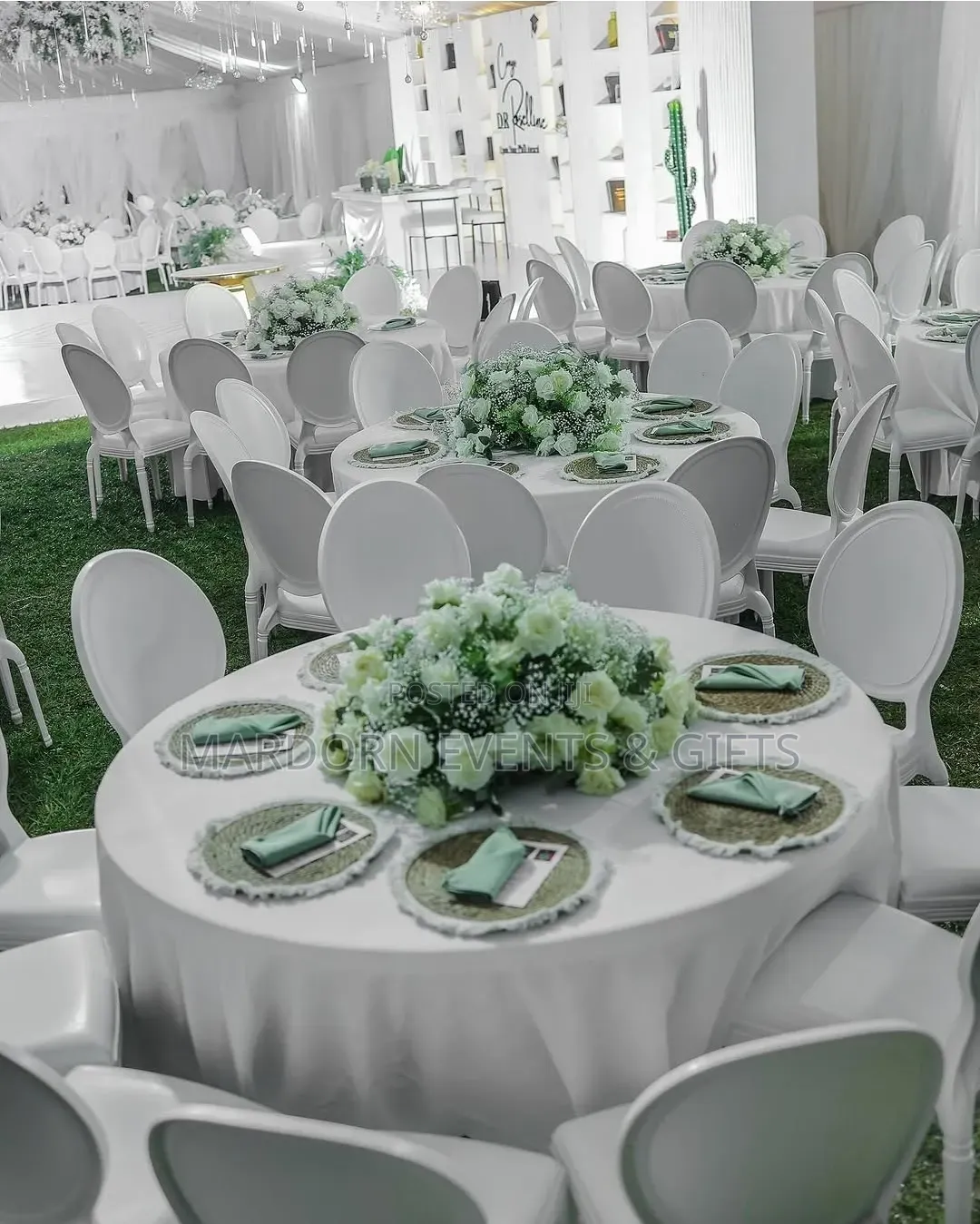 White and Dusty Green Graduation Decor