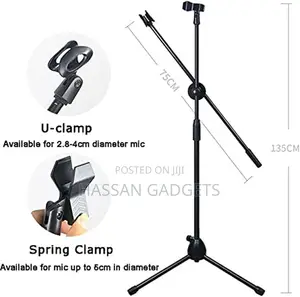 Adjustable Microphone Stand With Boom Arm - Heavy-Duty Zinc Alloy, 360