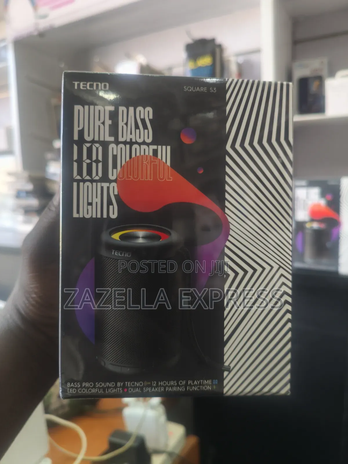 Tecno S3 Portable Speaker With Pure Bass Led Colorful Lights