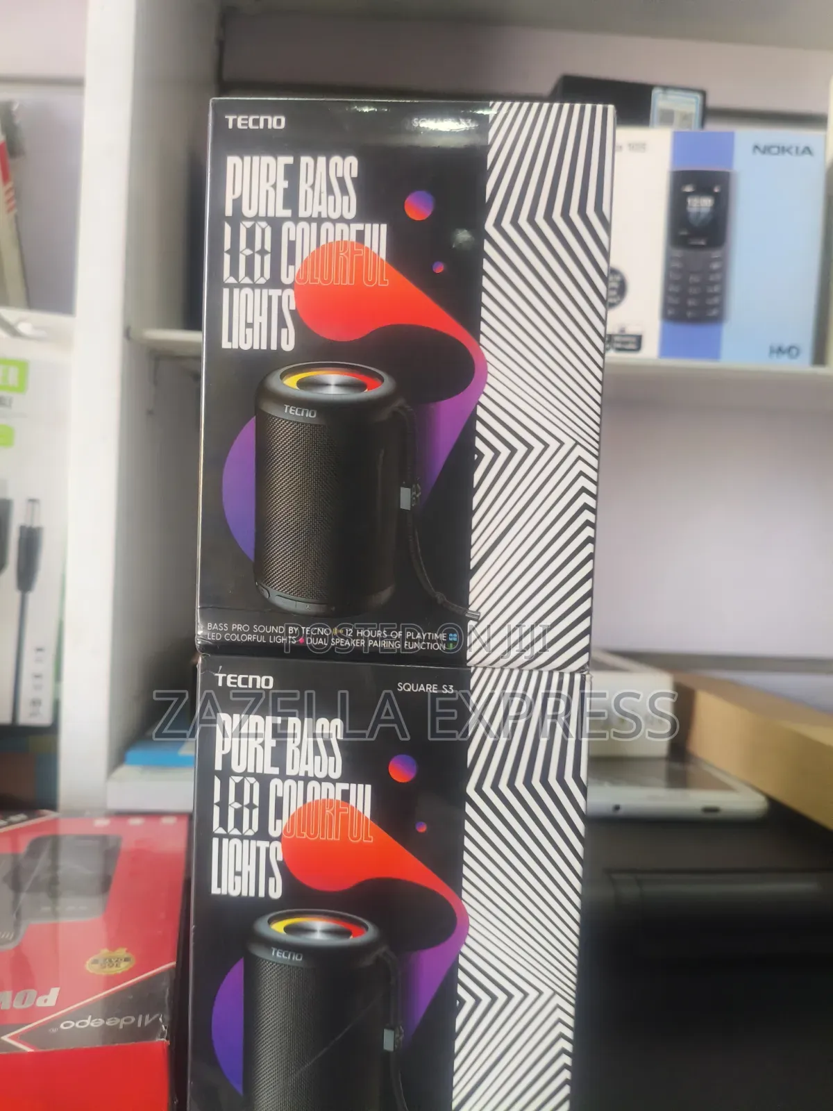Tecno S3 Portable Speaker With Pure Bass Led Colorful Lights