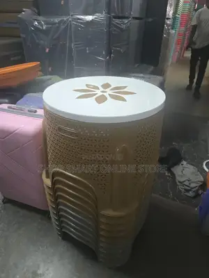Rounded White Top Plastic Table