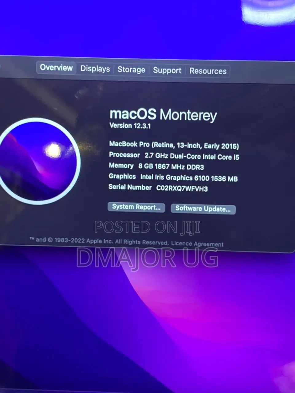 Laptop Apple MacBook Pro 2015 8GB Intel Core i5 SSD 256GB