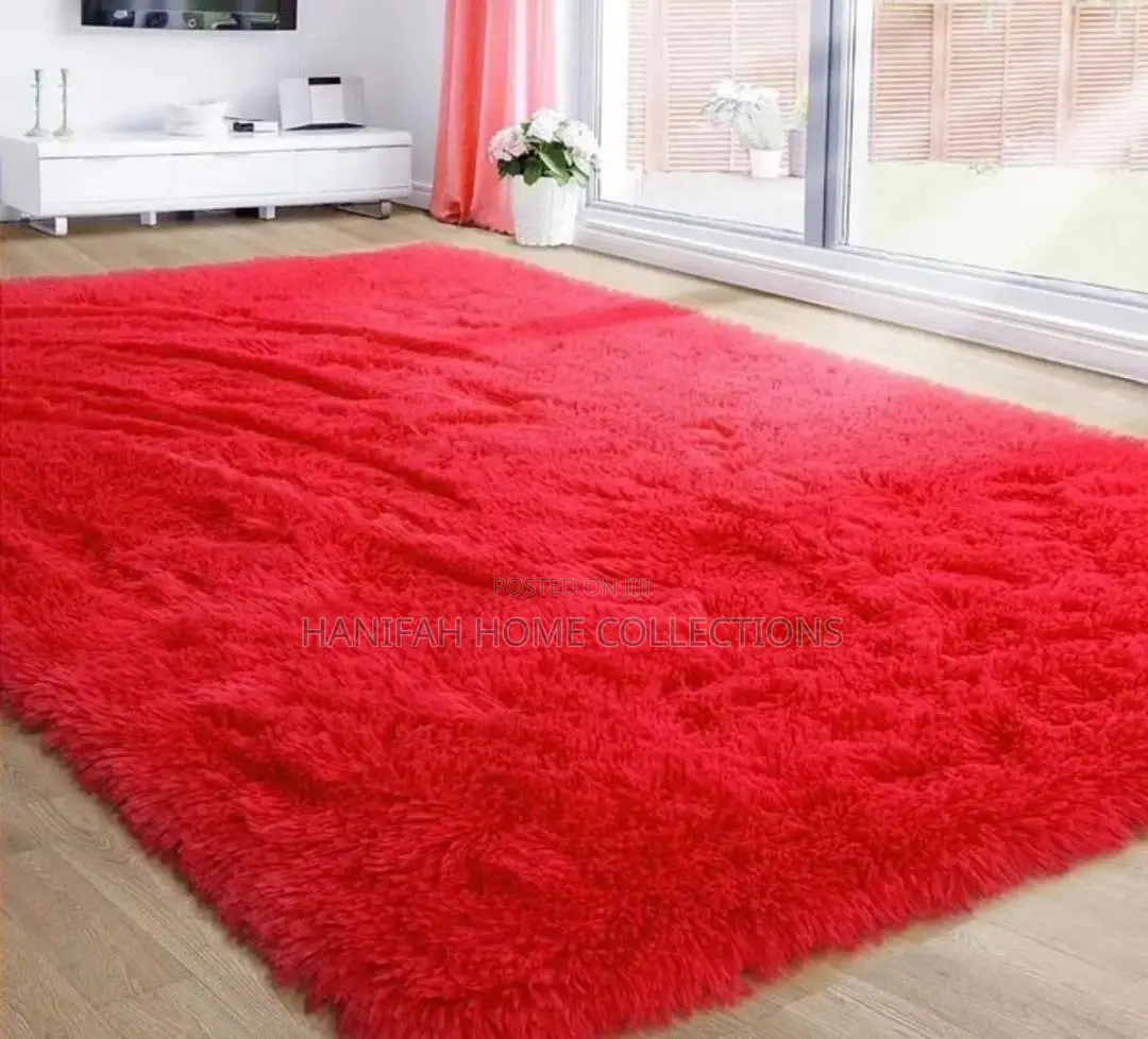 Royal Blue and Red Fluffy Carpets
