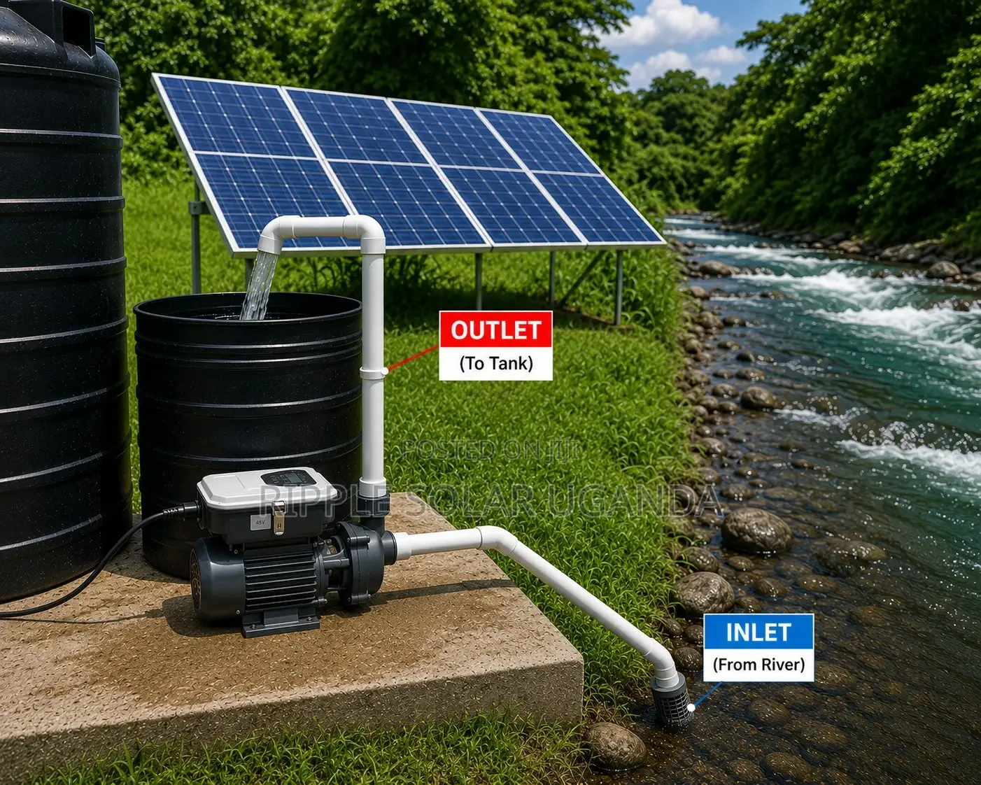 500w Solar Surface Water Pump, 58m Head, 3000l/H, 48v