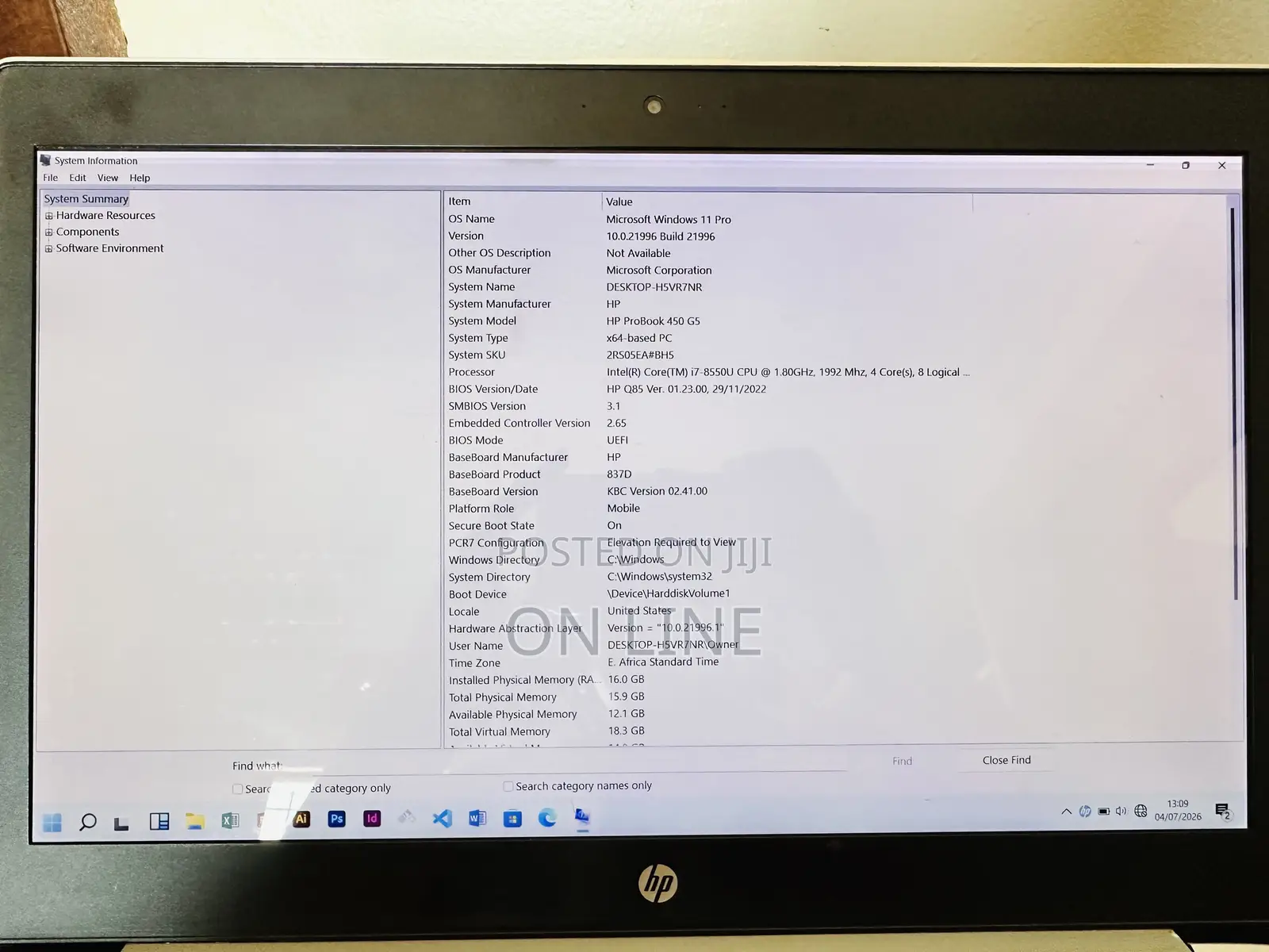 Laptop HP ProBook 450 G5 16GB Intel Core i7 SSD 256GB