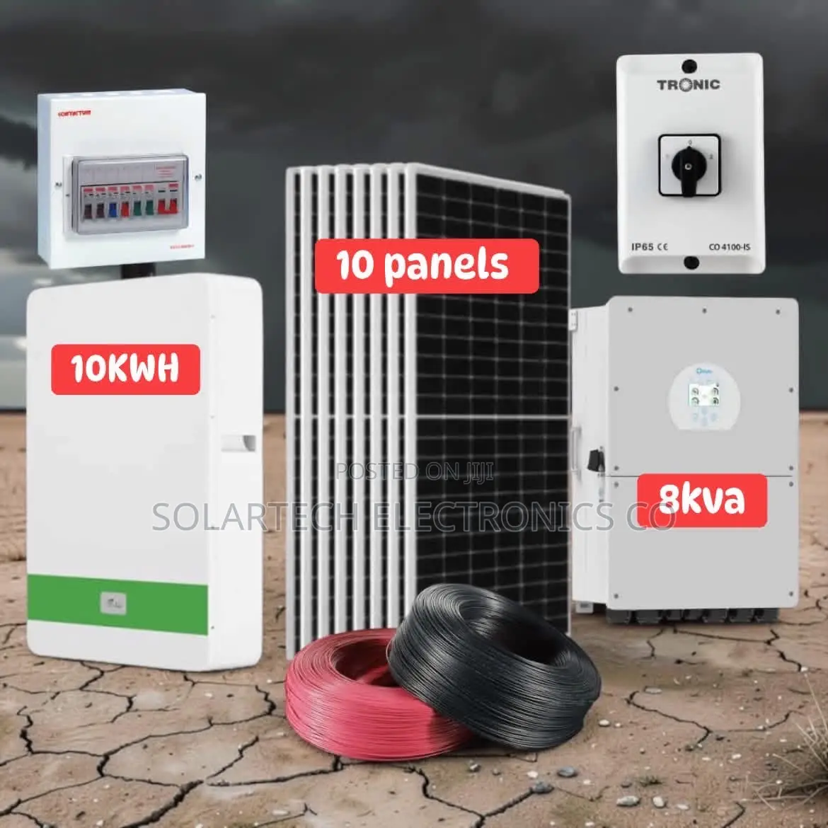 51. 2v 200ah 10kwh Solar Packagewith 10 Mono 550w Panels 8kva Inverter