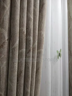 Brown Grassy Curtains and Bullet Design Nets Per Metre
