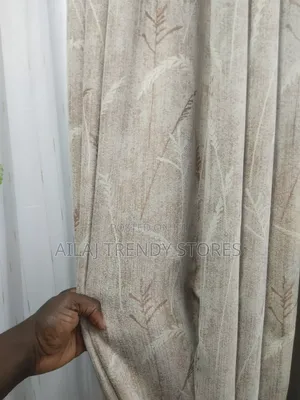 Brown Grassy Curtains and Bullet Design Nets Per Metre