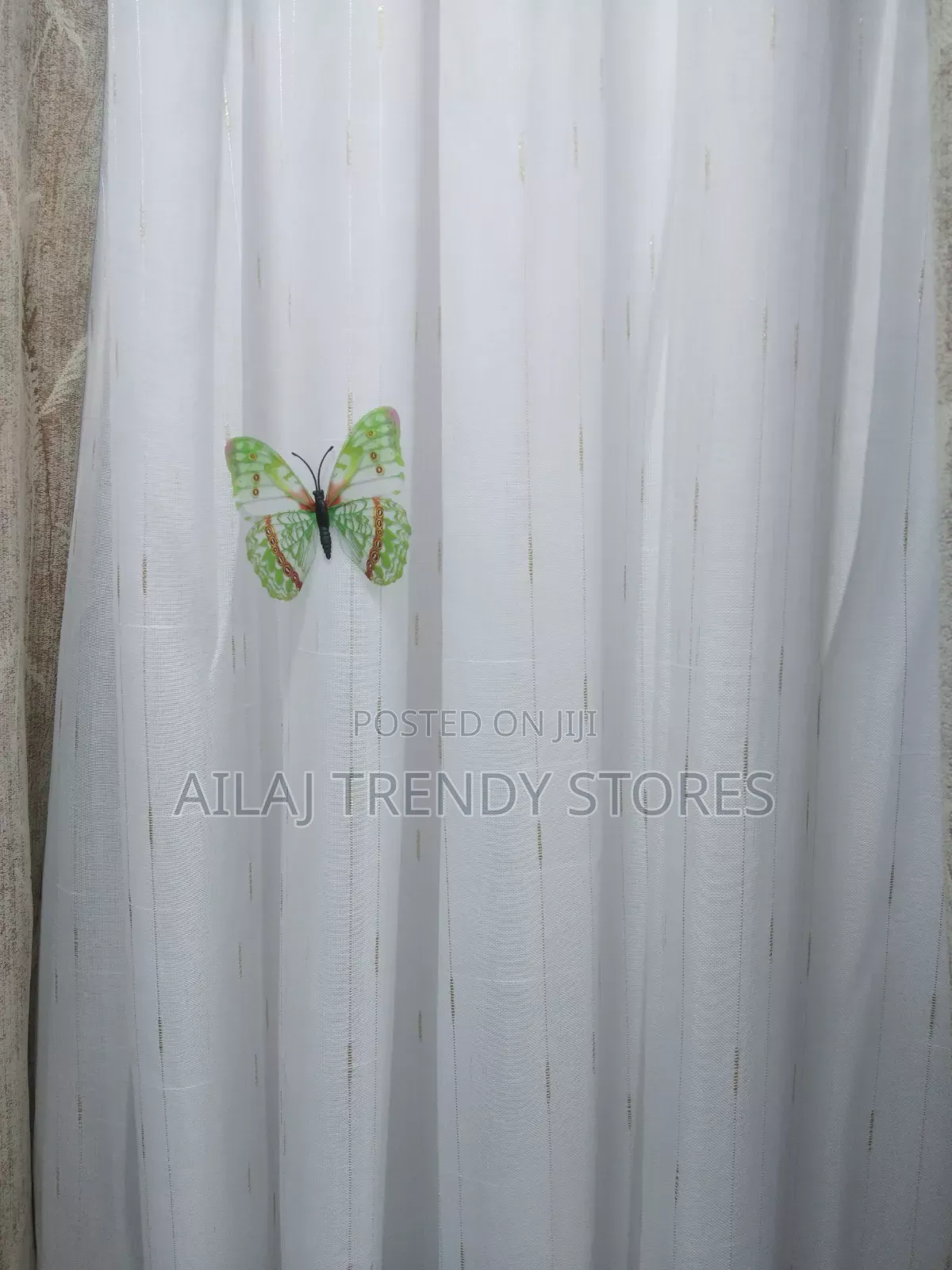 Brown Grassy Curtains and Bullet Design Nets Per Metre