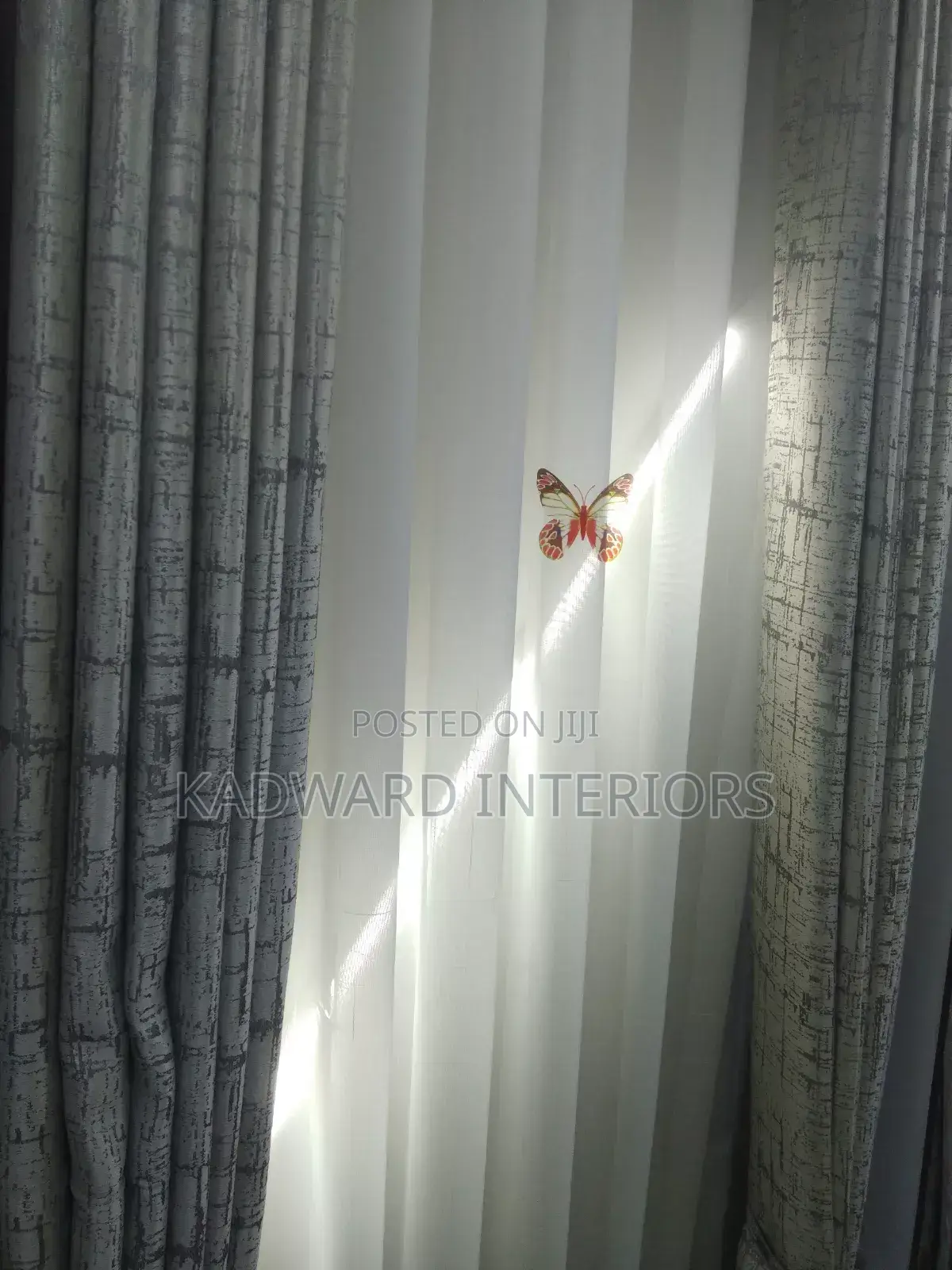 Gray Dash Curtain Design and White Nets Per Metre