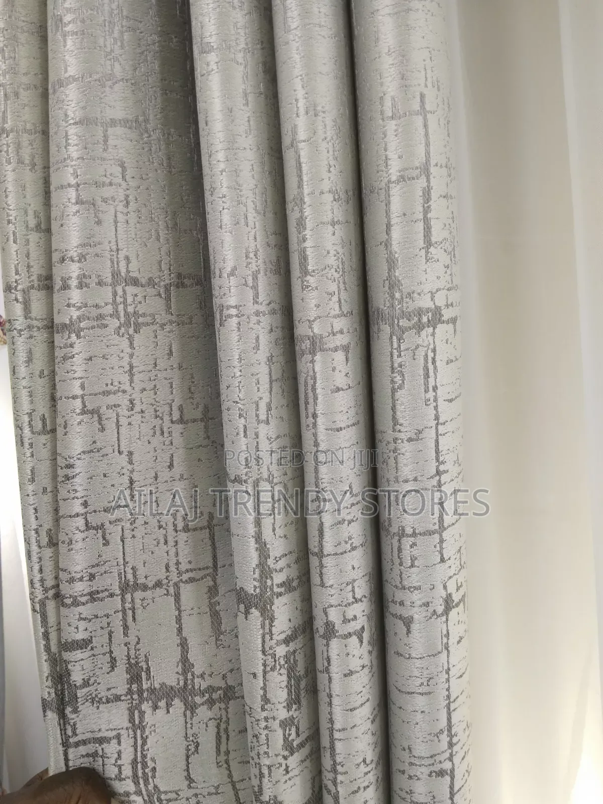 Gray Dash Curtain Design and White Nets Per Metre