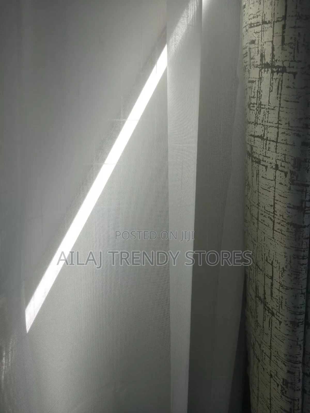 Gray Dash Curtain Design and White Nets Per Metre