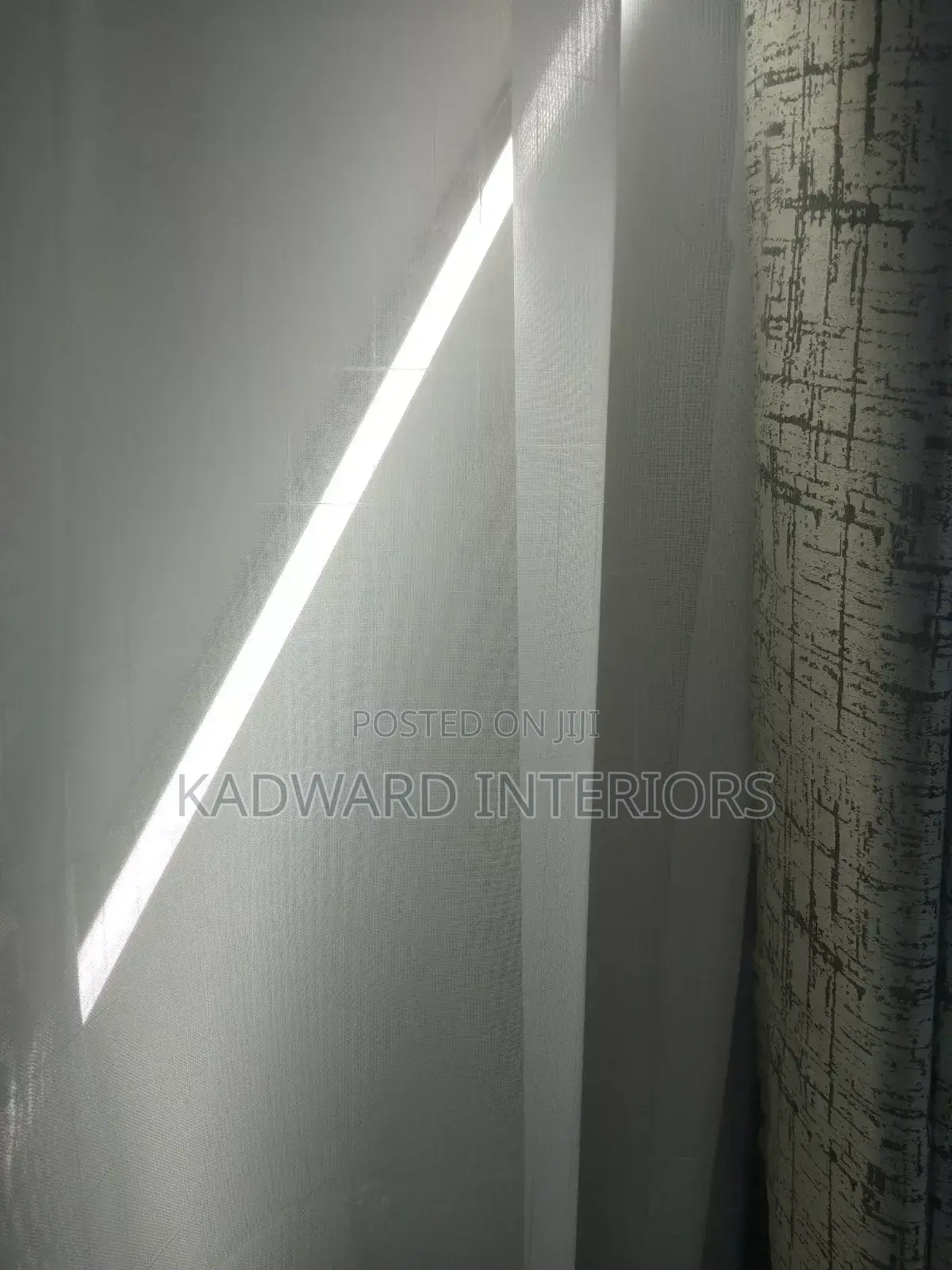 Gray Dash Curtain Design and White Nets Per Metre