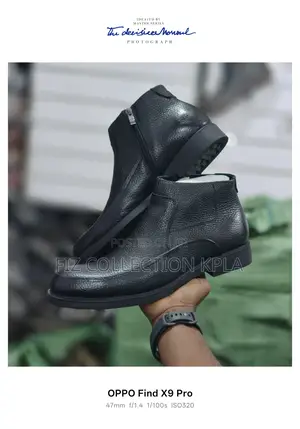 Pure Leather Black Ankle Zip Boots for Men