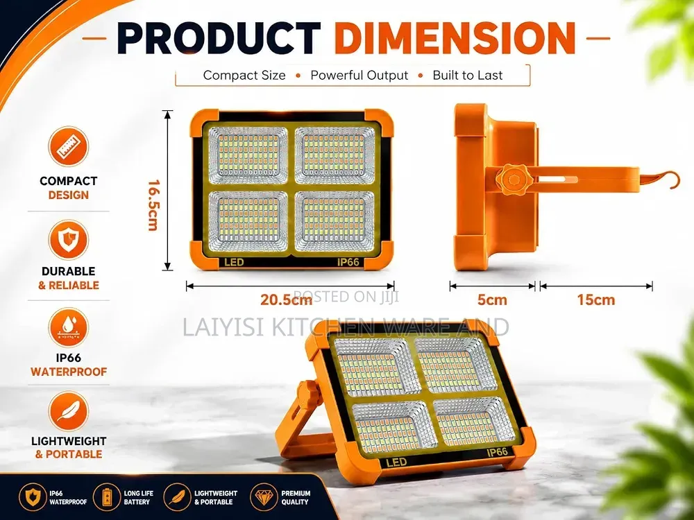 Solar Led Flood Light, Rechargeable,5modes Waterproof Light