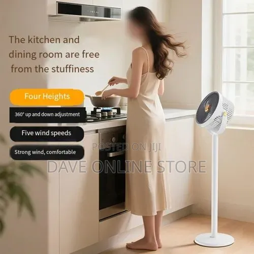 Rechargeable Quiet Stand Fan With Adjustable Height, 3 Speeds,