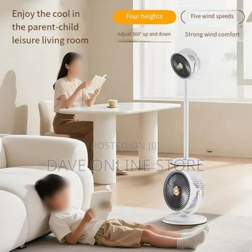 Rechargeable Quiet Stand Fan With Adjustable Height, 3 Speeds,