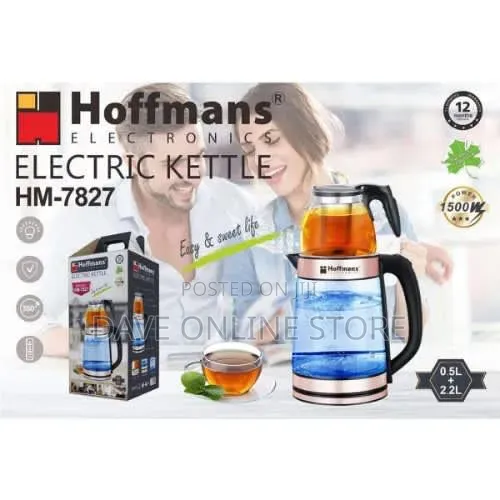 Hoffmans Hm-7827 Double Electric Kettle - 2.2+0.5ltr - 1500w