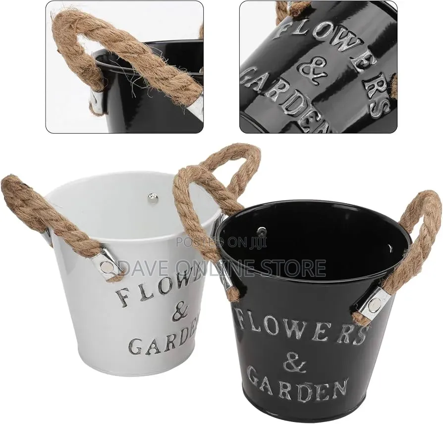 Flowers Garden Metallic Pot Bucket